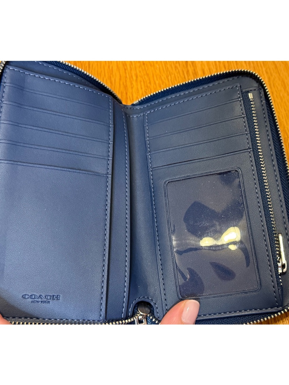 Coach Quilted Denim Zip-Around Wallet in Dark Blue - Picture 7 of 9